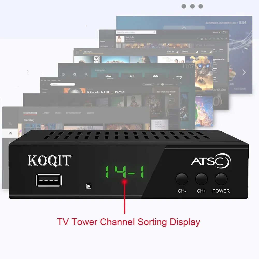 to USB, ATSC Multimedia Coax Hours, 12/24 Digital Recorders to to tv Analog Digital TV Box OTA Tuner Set Digital, Clock HDMI Box Converter Box, Top