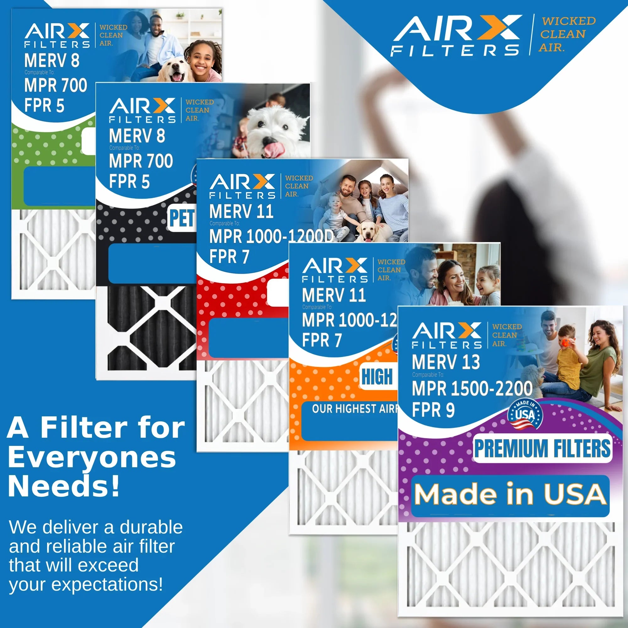 Made FC100A1029 Filter Furnace to MPR Filter Premium Single Filter 16x25x5 16x25x5 8 Air Honeywell 1 AIR. AIRX FPR 700 5 FILTERS USA Compatible Comparable EXPXXFIL0016 & by WICKED with MERV CLEAN