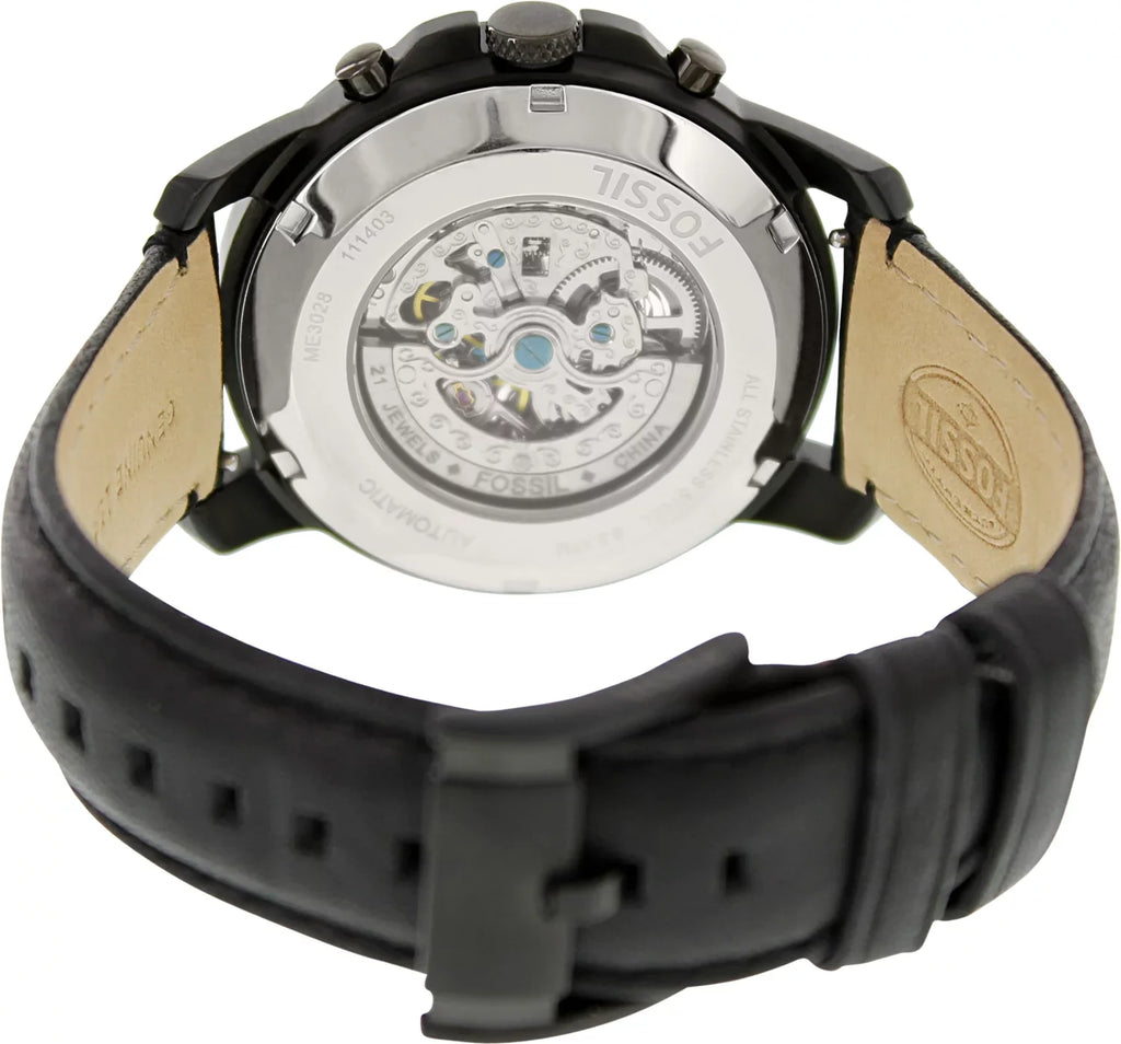 Grant Japanese Automatic Leather Black Fossil Men's Fashion ME3028 Watch