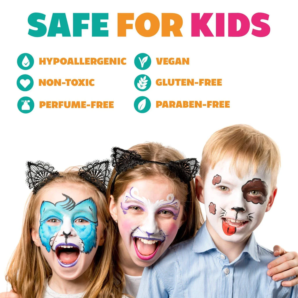 Toxic Face Kids Face Party, Effects And Cosplay, Adults, Safe White Painting Special Professional For Black Paint Set, Body Makeup Activated Non Water Kit & Paints