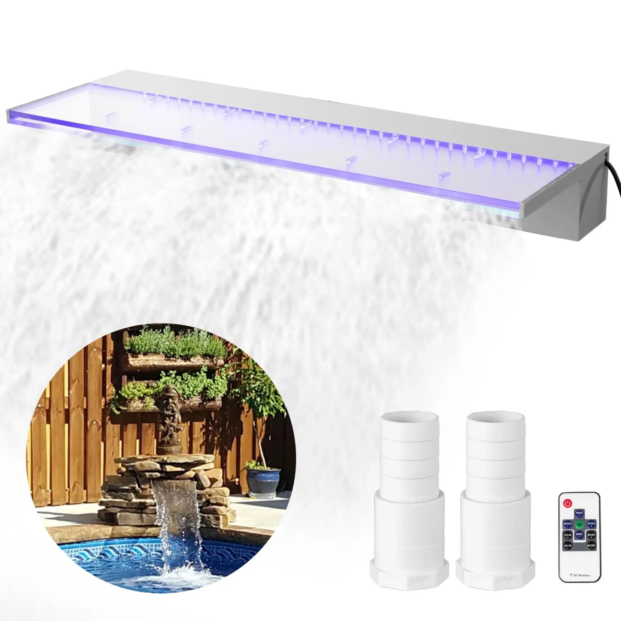 Changing Fountain Color Lighted Led Pool Spillway Spillway23.6"acrylicwaterfall