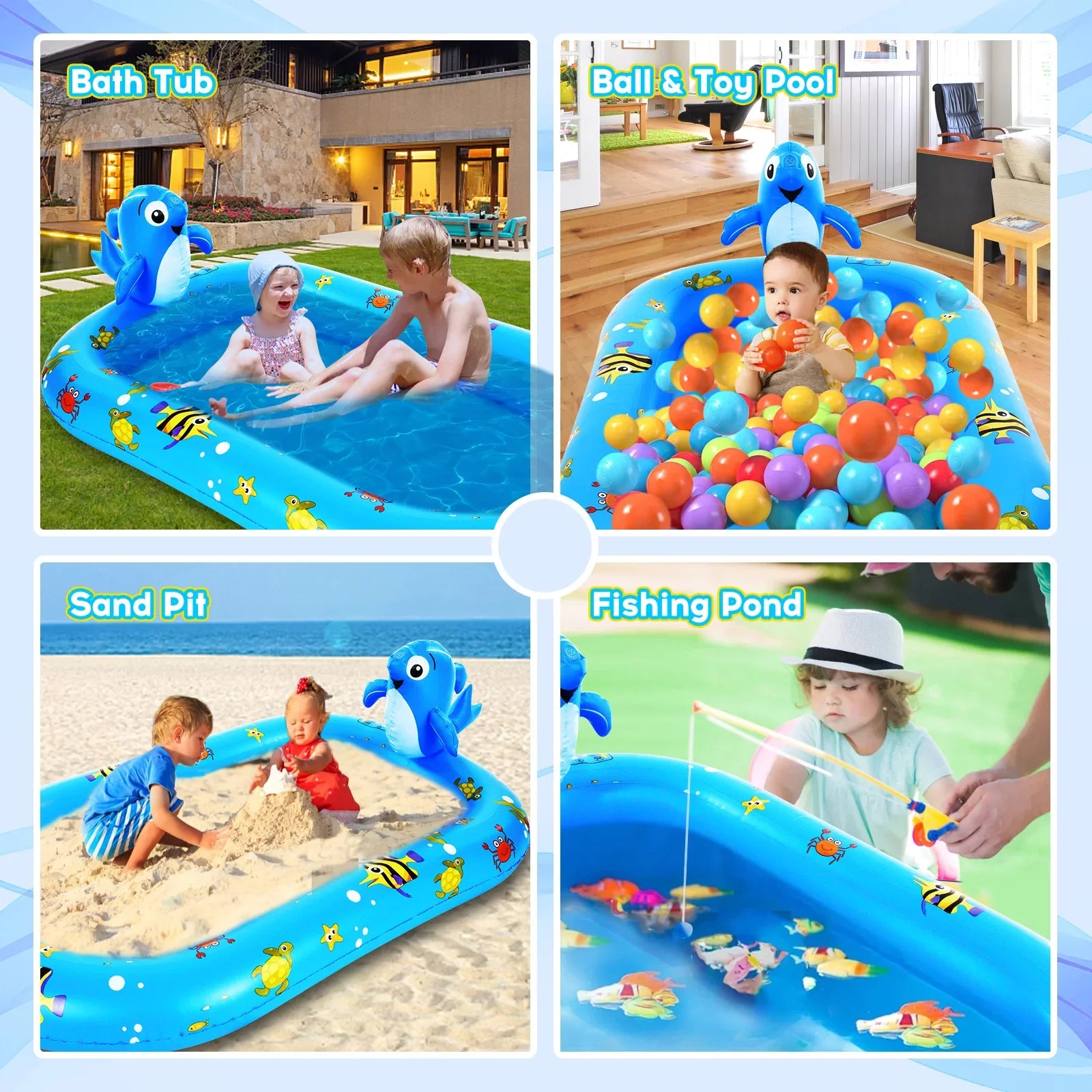 for Inflatable - Durable with Pool Sprinkler Swimming Sprinkler Kiddie Pool Large Summer Backyard Kids, Pool for