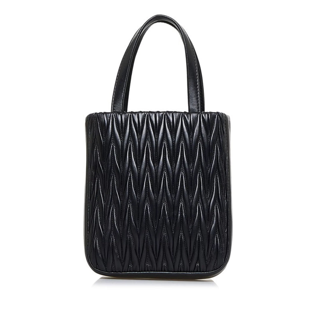 (Good) Miu Miu 5BA220 Leather Shoulder MIUMIU Materasse Black Pre-Owned Ladies Nappa Miu Bag Silver Crystal