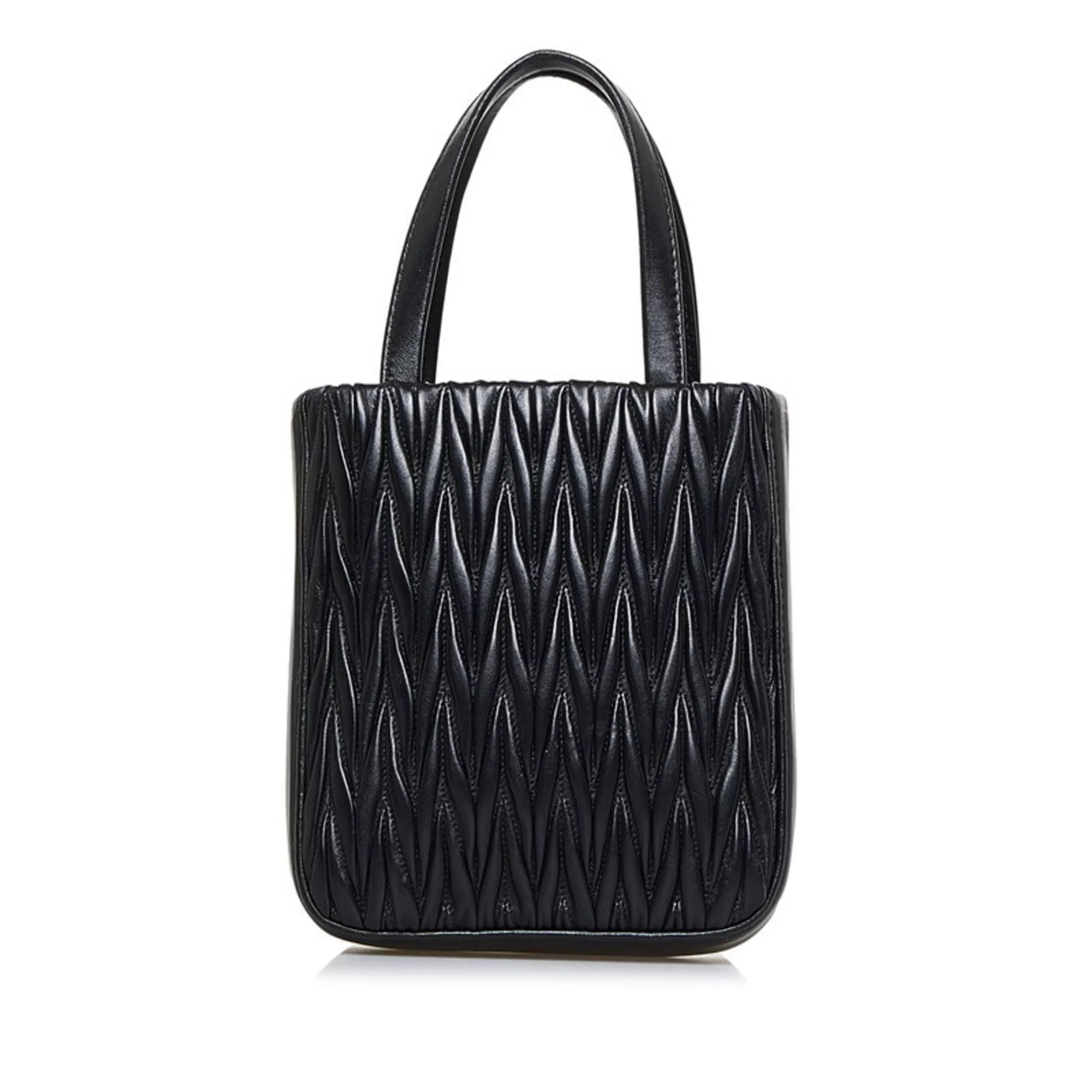 (Good) Miu Miu 5BA220 Leather Shoulder MIUMIU Materasse Black Pre-Owned Ladies Nappa Miu Bag Silver Crystal