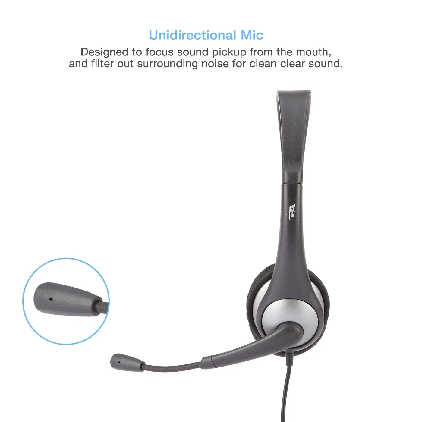 Y-Adapter & Gray Cyber Microphone w/ (AC-104) Mono Acoustics - Headset