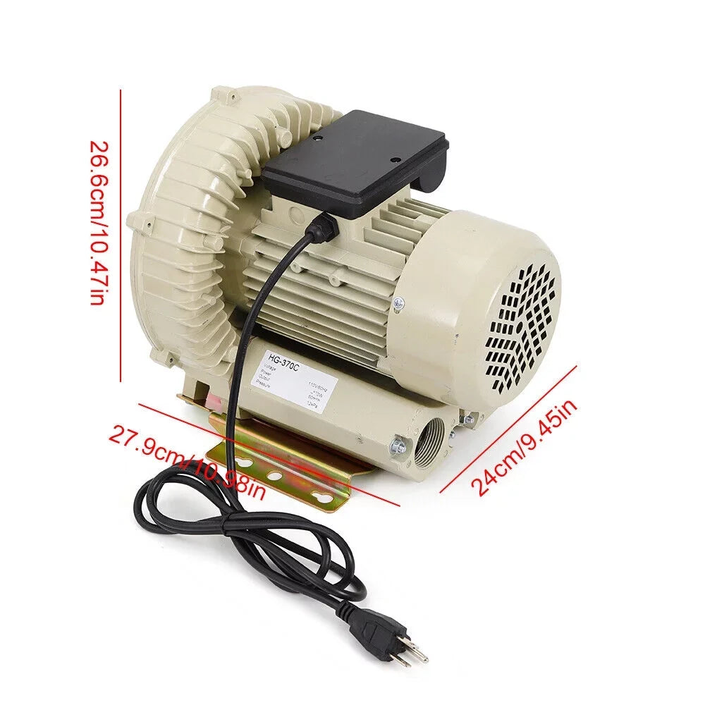 Industrial Aquaculture Pump Hydroponics Air Blower Aquarium Pond Blower Air High Pressure Fish 110V Miumaeov 370W