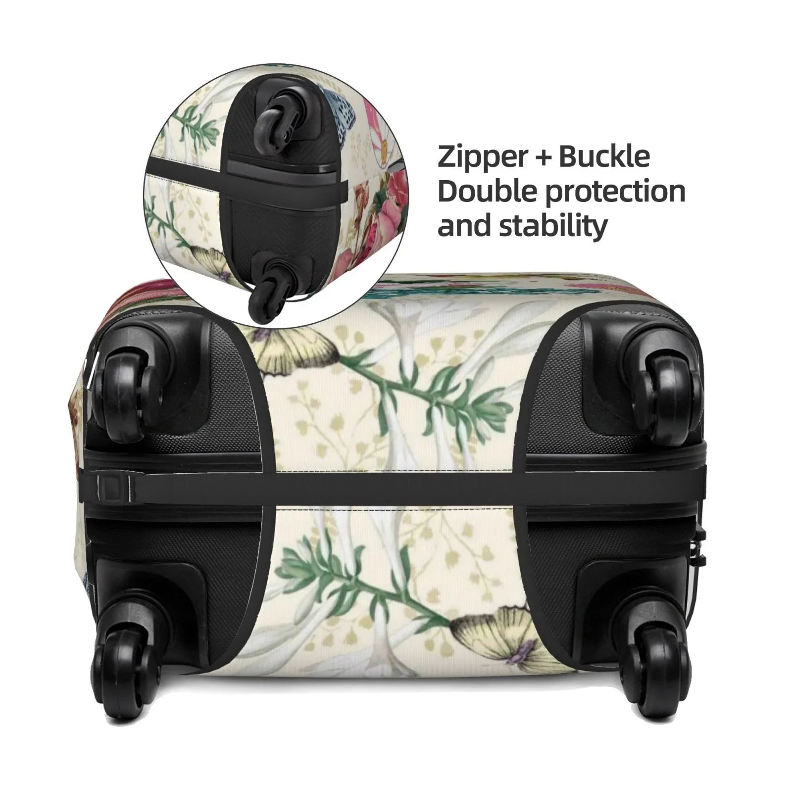 Cover Suitcase Easygdp Bird with Protective Elastic Print Butterfly Hidden 18-32 and Zipper -Medium inch Washable Rose Fits Luggage