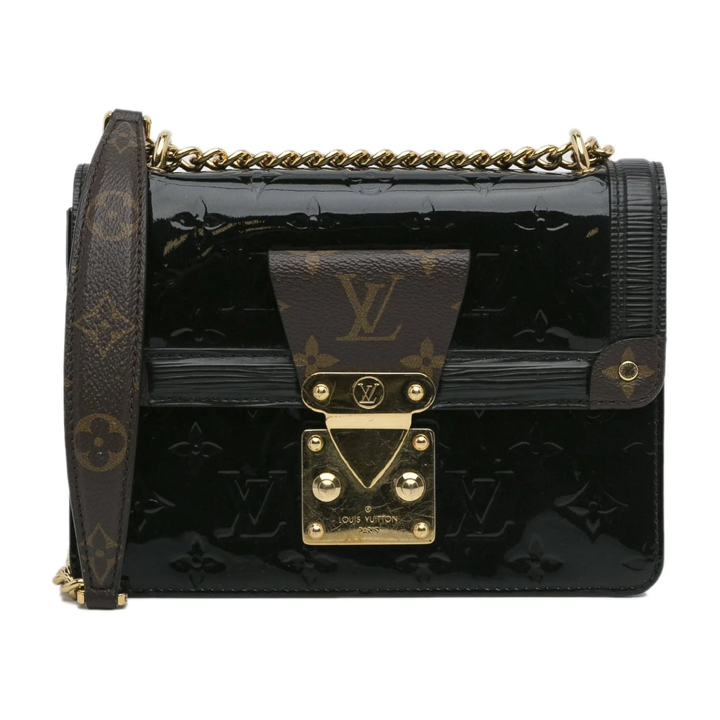Unisex Louis (Good) Vuitton Vernis Leather Wynwood Crossbody Monogram Authenticated Pre-Owned Bag Black