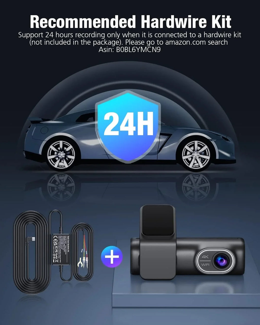 Cars 5G Dash Free Mode,170°Wide, Night for OMBAR Front WiFi Rear G-Sensor, and 24h SD 64G Cam Loop Card,WDR Vision, Recording, 4K/2K/1080P+1080P with APP GPS Parking
