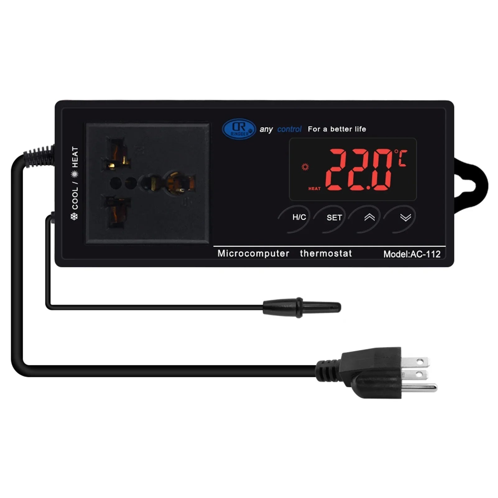 Reptile Incubation House -40℃~110℃ for Controller with Thermostat Thermostat Cooling Freezer Green Controlled Home Chest Carevas Temperature Plug & Digital Brewing Mode Heating Outlet Reptiles