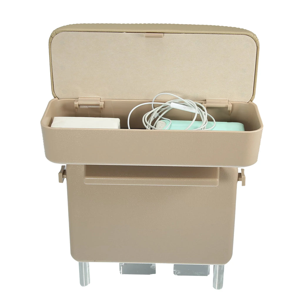 PU Beige Organizer Box Armrest Gap Car Center Extender Armrest Leather Seat Adjustable Armrest Storage Box