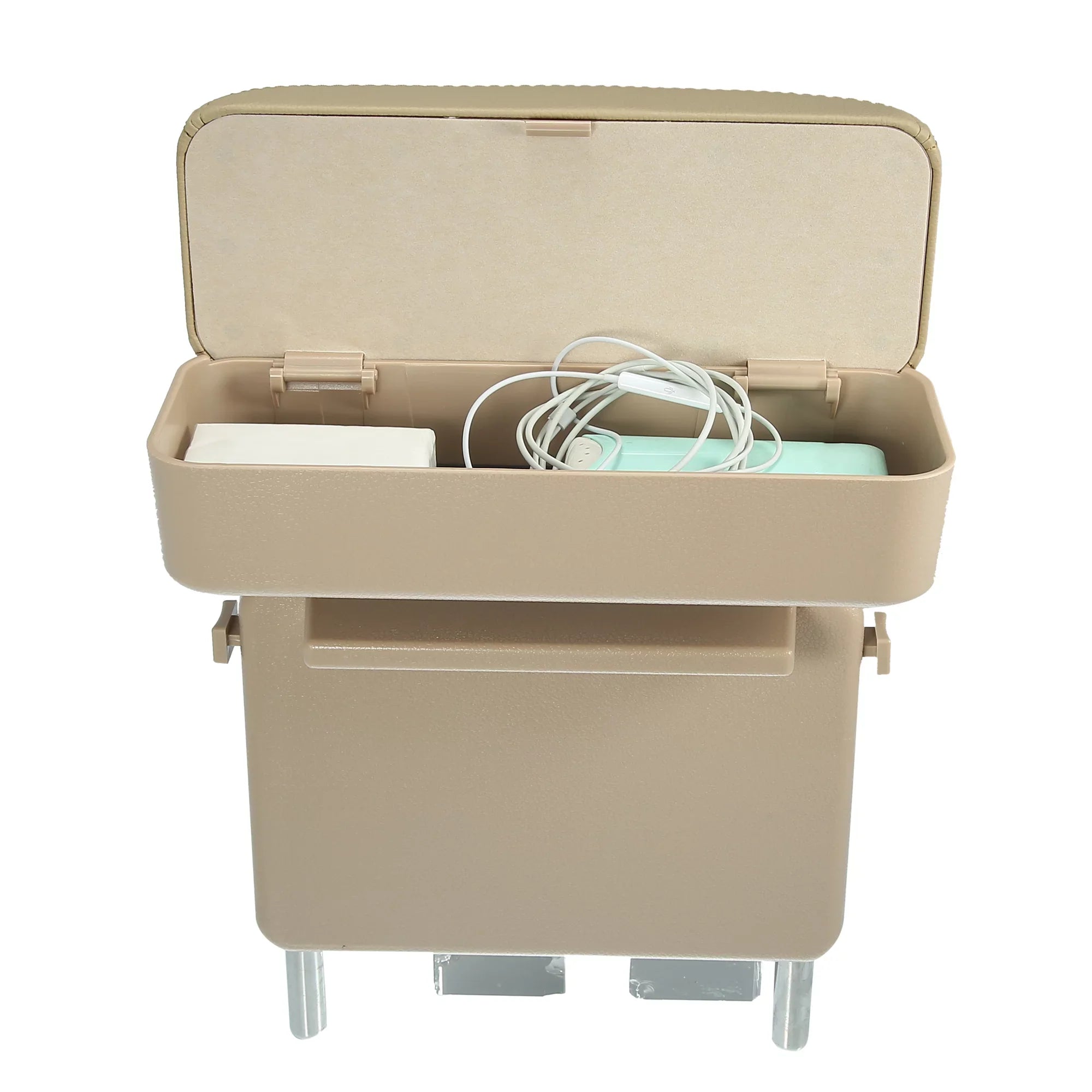 PU Beige Organizer Box Armrest Gap Car Center Extender Armrest Leather Seat Adjustable Armrest Storage Box