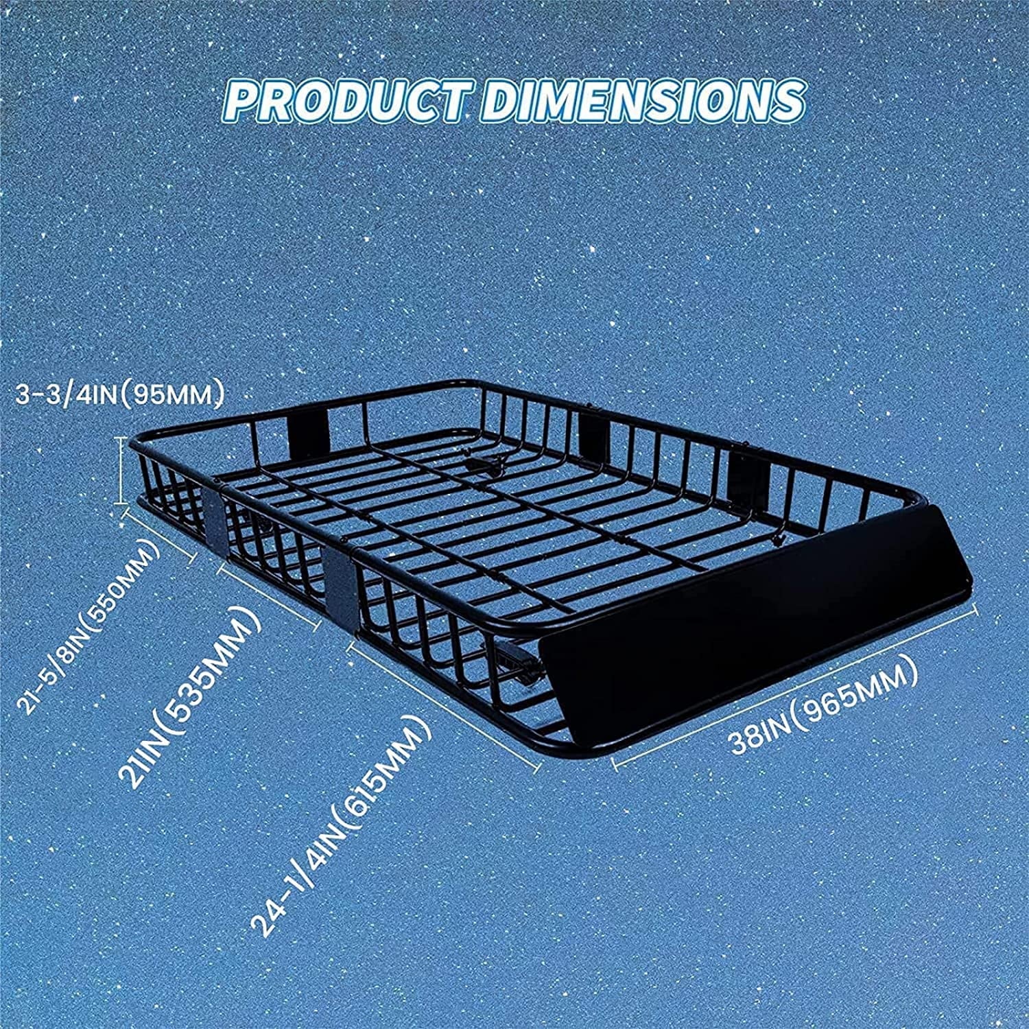 Steel Car 39" Basket Roof Holder 250LBS for Heavy Weight Extension Universal Top Capacity x HECASA Carrier x with 64" 6'' Travel Storage SUV Rack Cargo Duty Luggage
