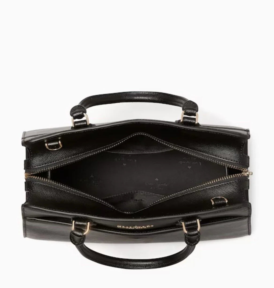 Leather Top Crossbody Zip Black Medium Satchel Kate Spade Madison Saffiano