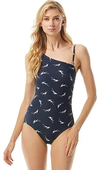 One-Piece Kors One Michael NAVY Shoulder Feather 14 Swimsuit, US