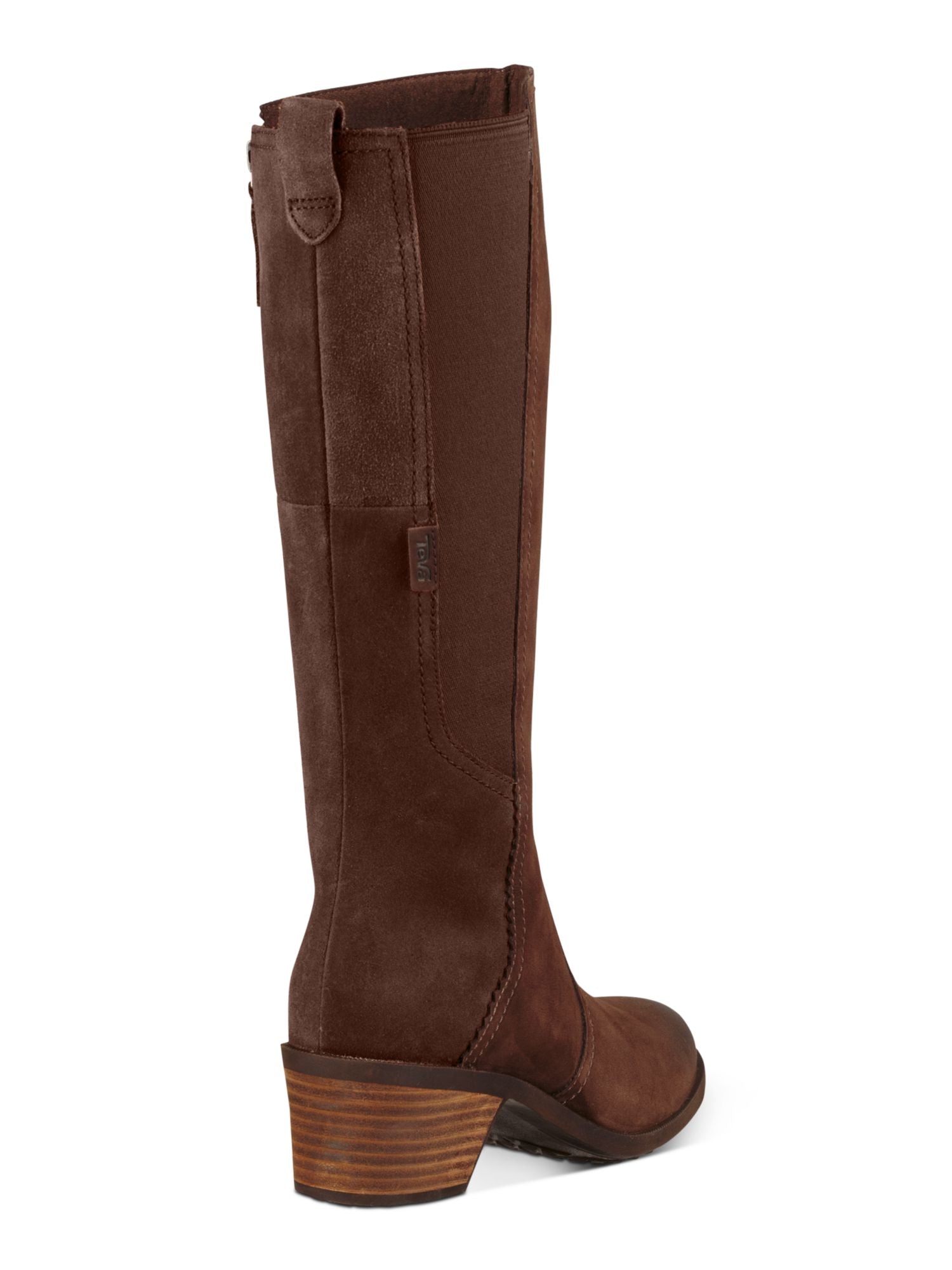 TEVA Womens Heel Zip-Up Leather Waterproof Boot Block Padded Brown 8 Round Anaya Goring Toe Riding