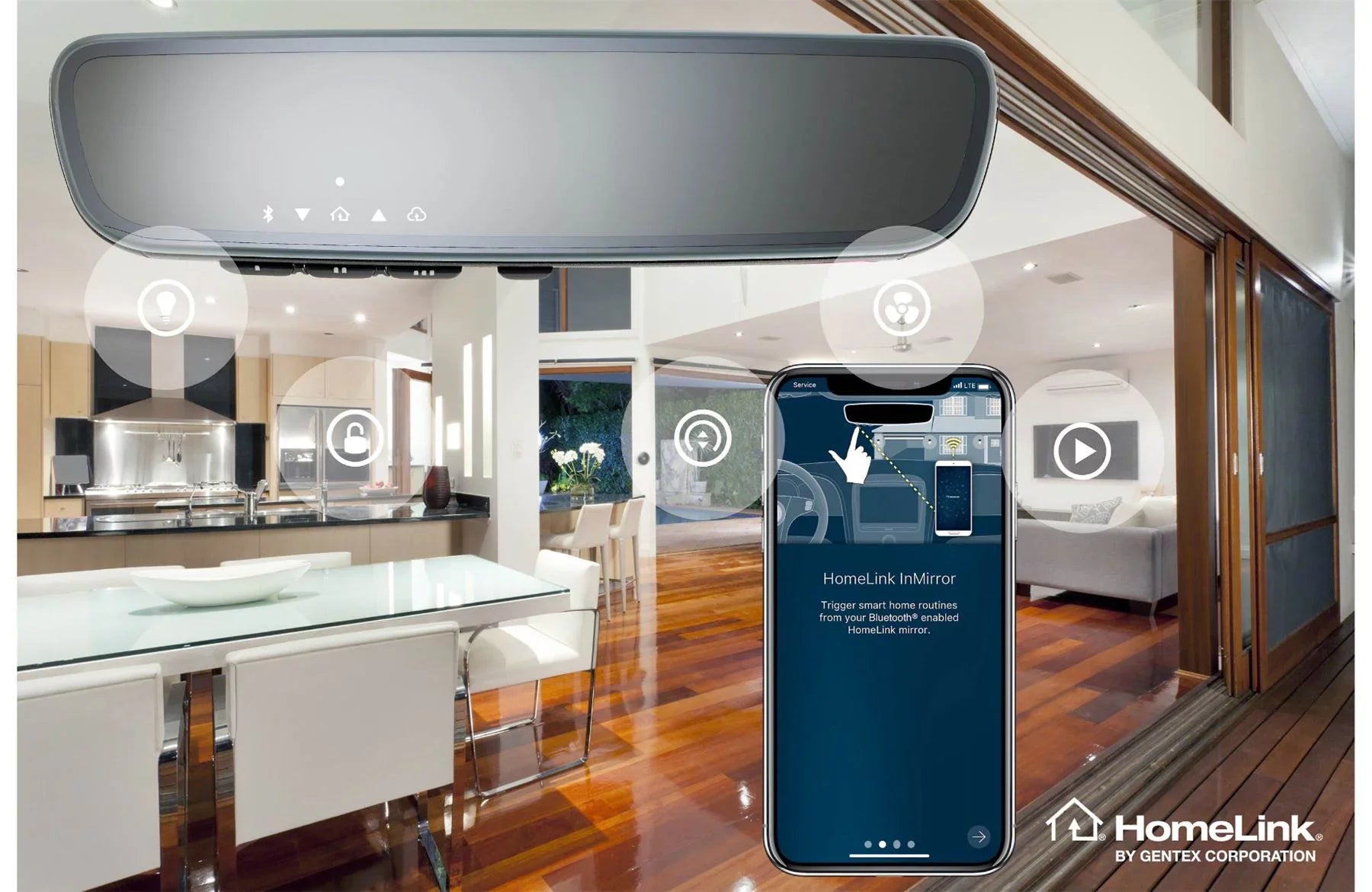 View Homelink Mirror Gentex with ADVGENFLCHLN Frameless Connect Rear Advent