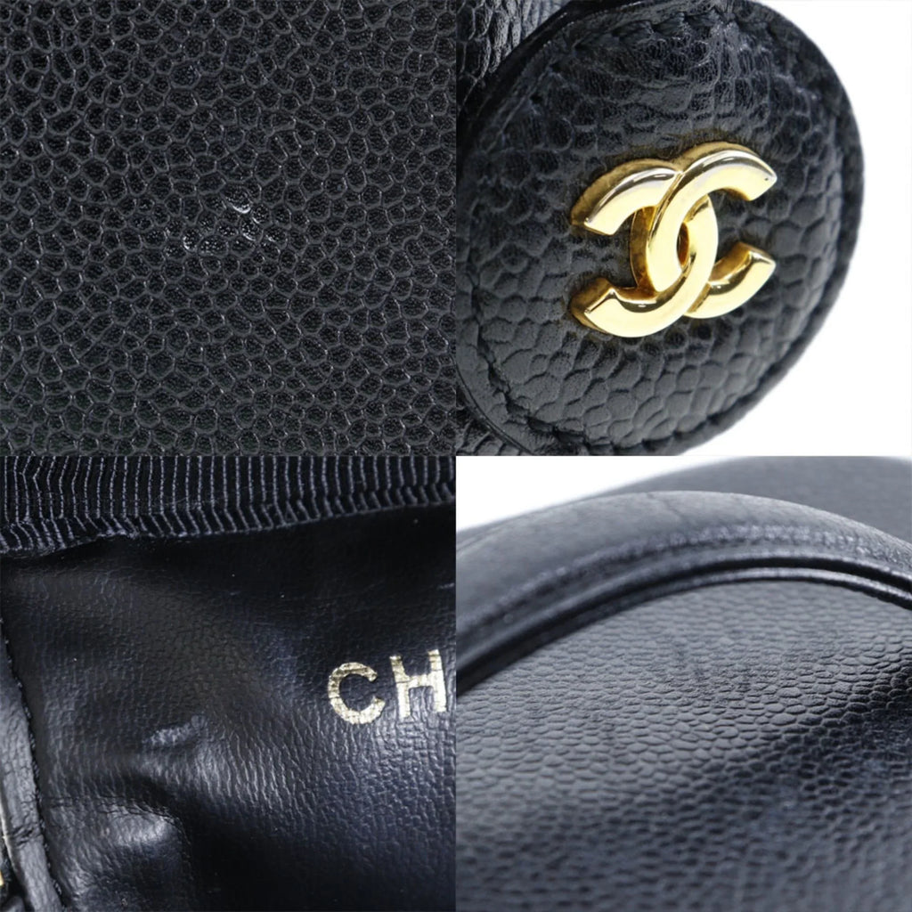 in Mark Vanity Handbag Black Made Matte France (Good) Pre-Owned Skin Coco Caviar Zipper Ladies CHANEL