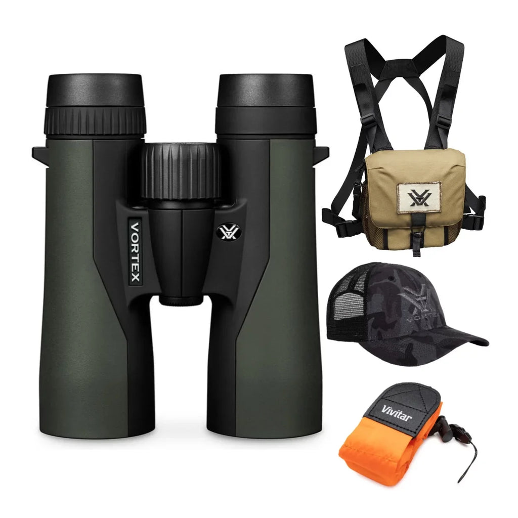 10x42 Vortex Prism & Vortex Hat Crossfire Binoculars HD Strap w/Floating Roof