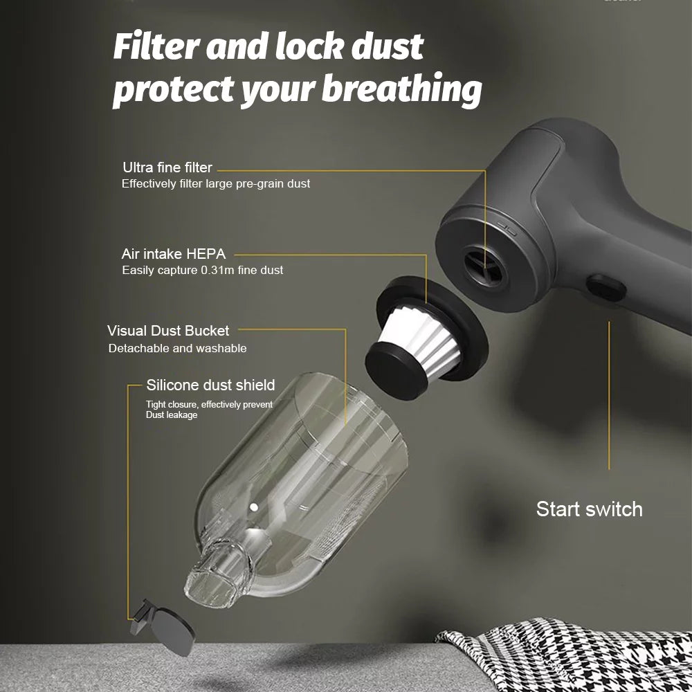 1 Suction, Mins 13000Pa Ametoys 20 3 Cleaner, Buster, Runtime HEPA Dust Filter, Strong in Handheld Cordless Vacuum