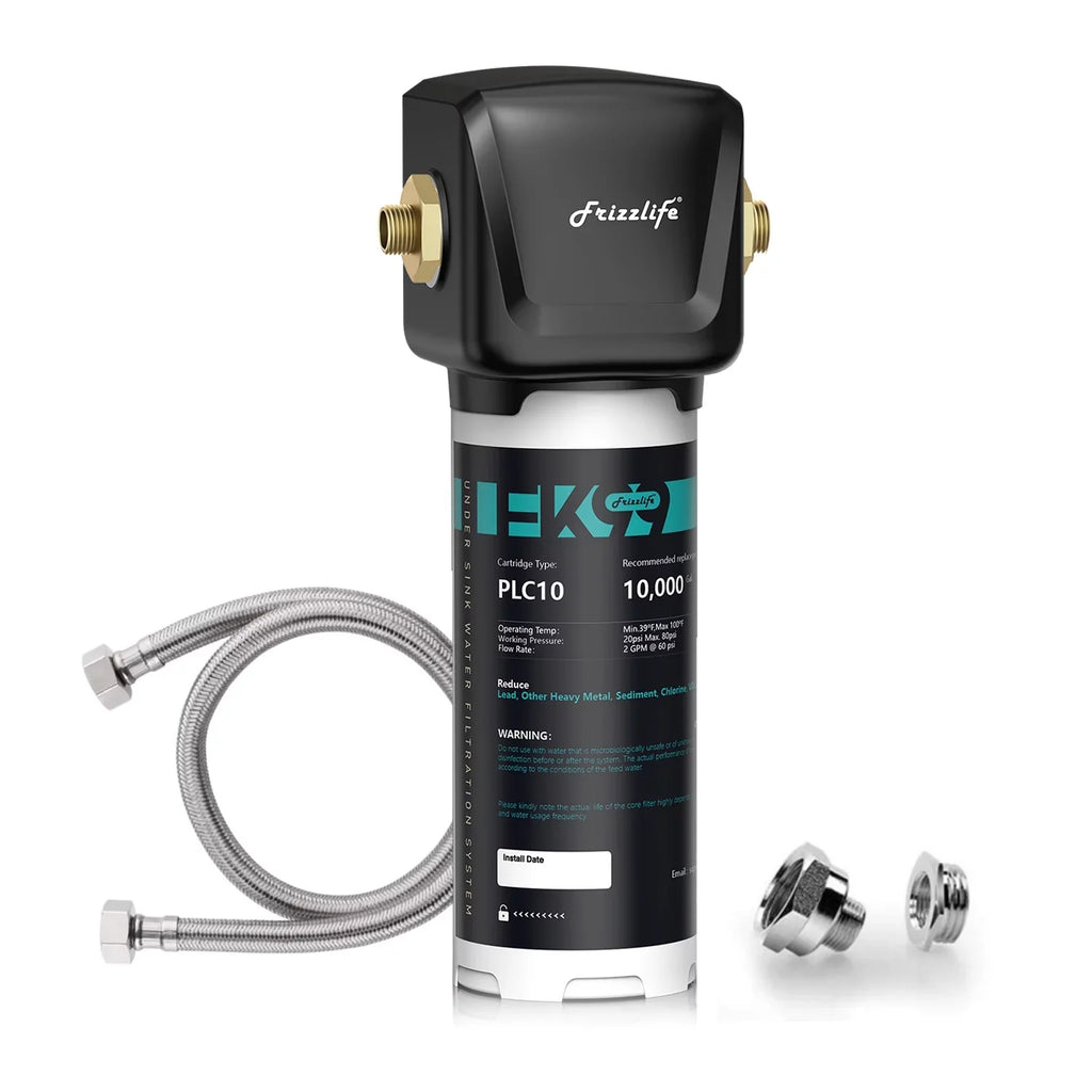 0.5 Taste&Odor,High Filter Remove Bad Chlorine, 99.99% System, Frizzlife Under Capacity Sink Lead, Micron, Water FK99