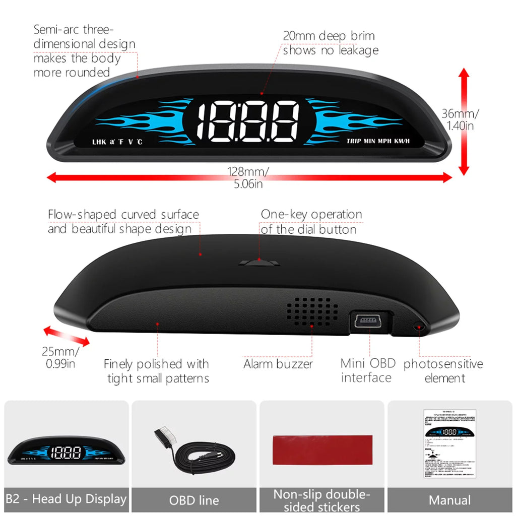 Car Driving Display B2 Multi-Functions Head-up Diagnostic Car OBD Speedometer Speedometer Dcenta New