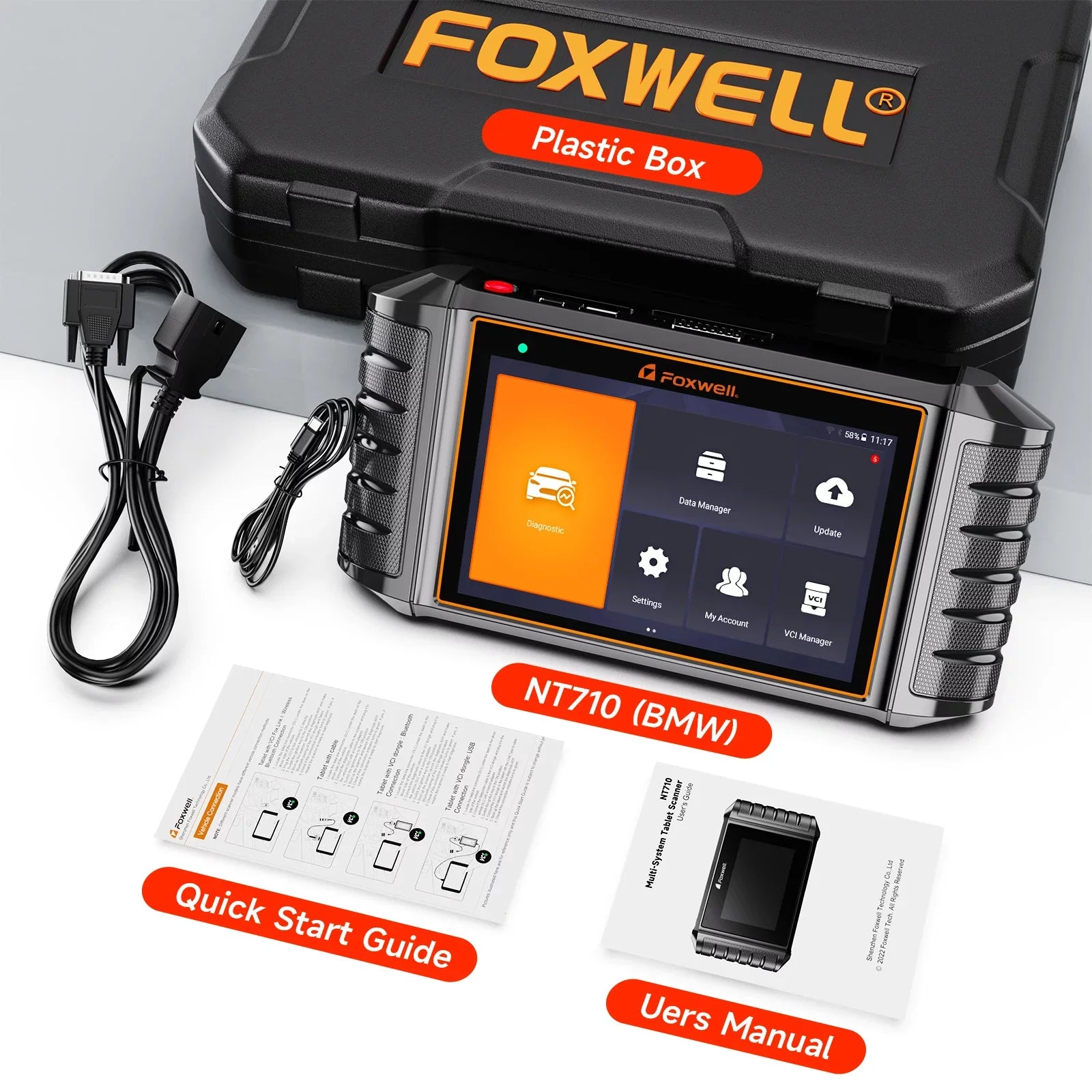 Car BMW Tool Maintenance OBD2 Bi-Directional All Scanner Scanner Tool Test BMW Reader Systems NT710 for Code Foxwell MINI Services Control Diagnostic Automotive RR Automobiles 31+ Scan Active OBDII