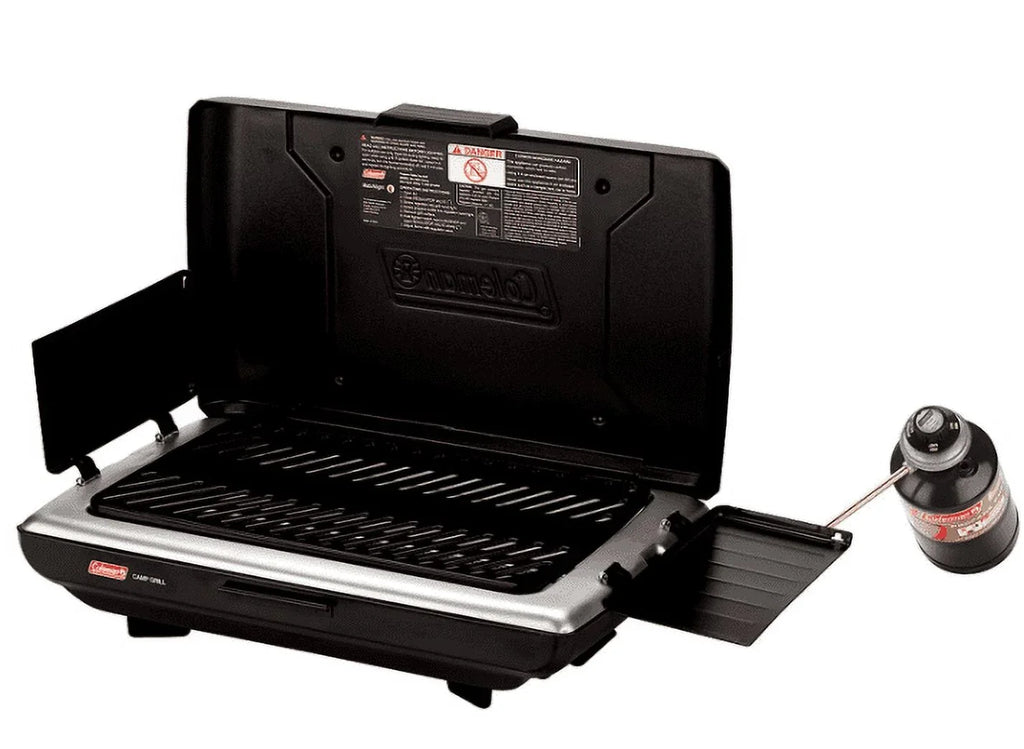Camping Propane Camp Grill, Coleman Grill 9924-SERIES Portable Box Open