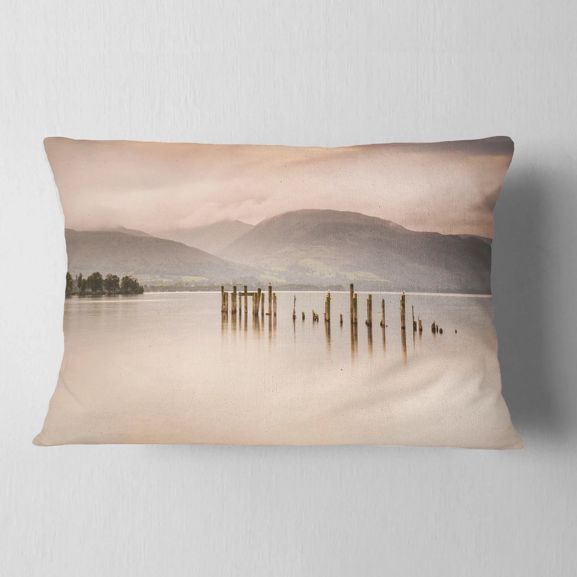 Pillow Lomond and Mountains Throw Printed Loch 12x20 Jetty Landscape - Designart -