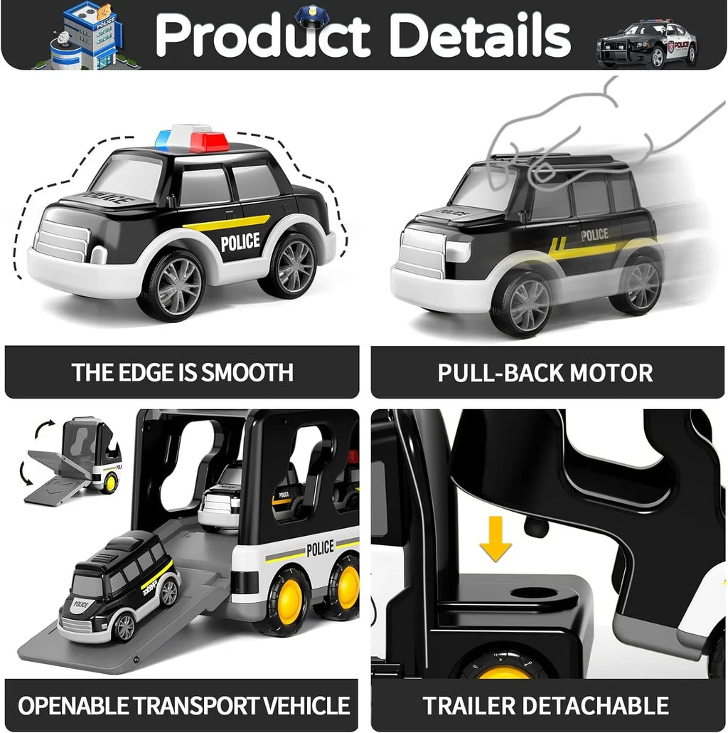 Toddler Car Car Toys 4 Age 3 for Play with Boys Construction PayUSD 6 1 Kids in 5 Construction & for 5 Playset Old Police Year Gifts Toddlers 3-5 Accesoories, Boys Birthday Truck Trucks Mat Girls