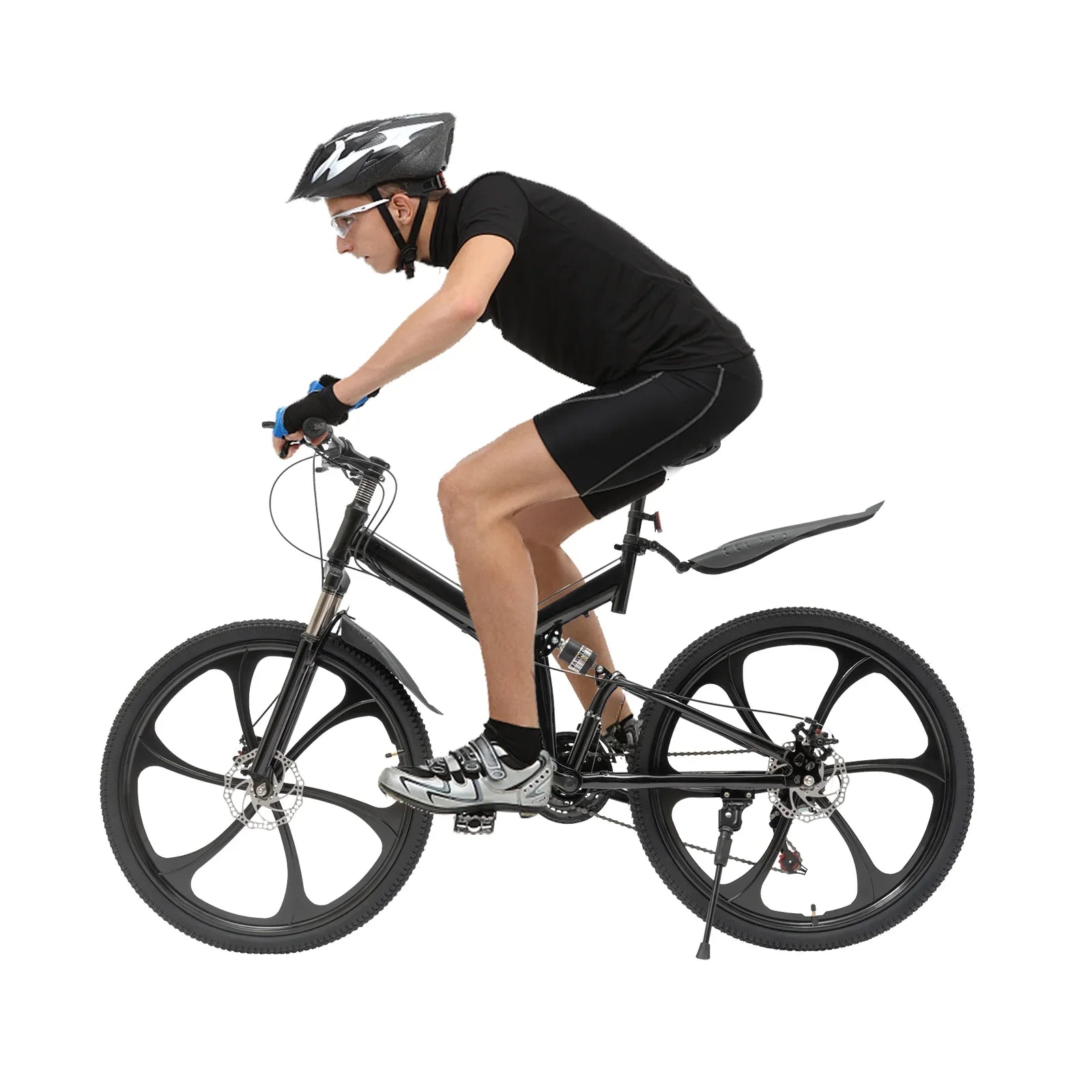 26" Mountain & Double Height Frame Steel Women for 21-Speed Disc Adjustable Bicycle Shifter Men Bike, Brake Black Folding City