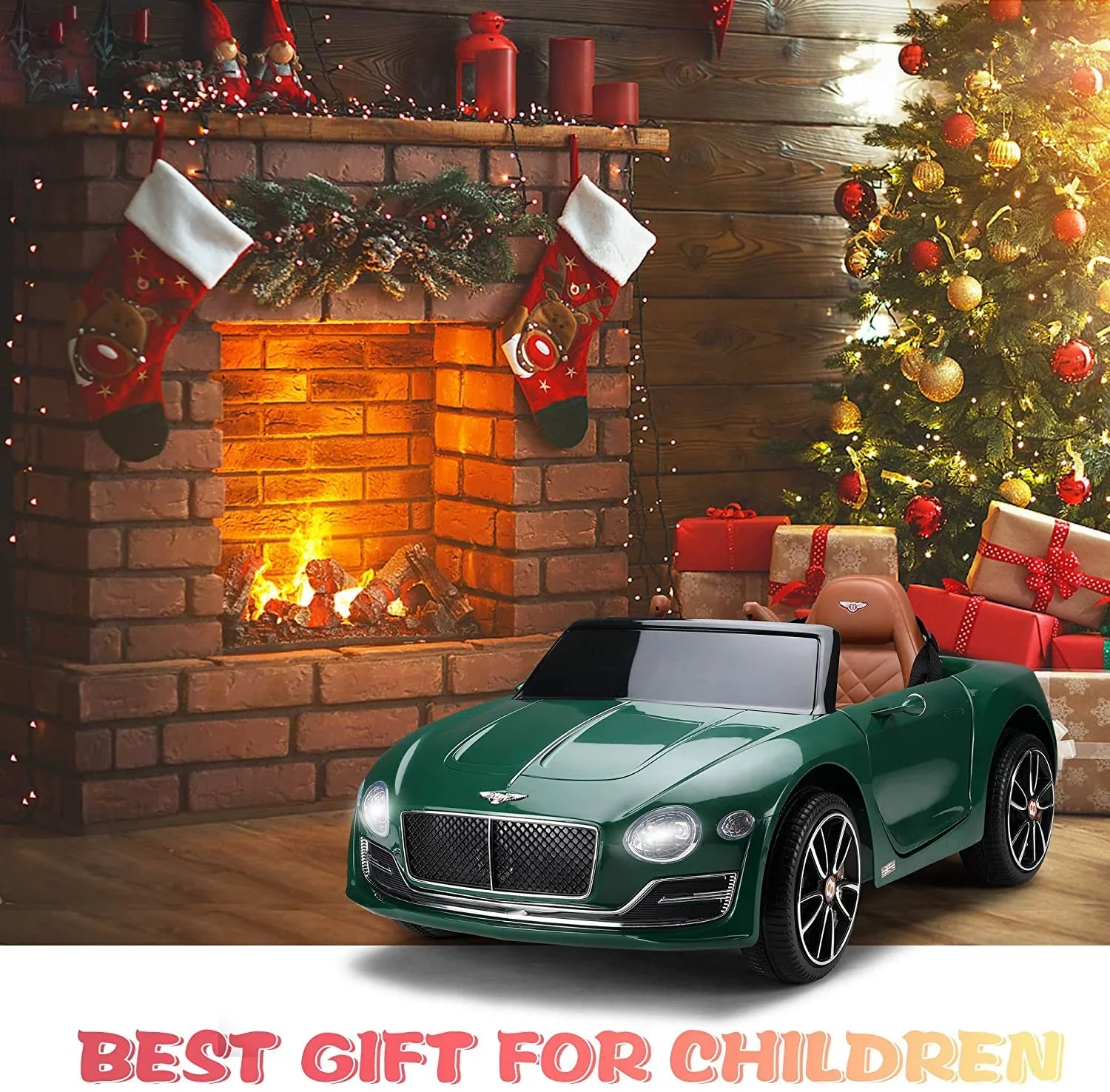 on 3+, Car, LISUEYNE Licensed Green Ride Remote on for Electric 12V Official Bentley Music, Boys Control, Ride Age Girls Car with Car