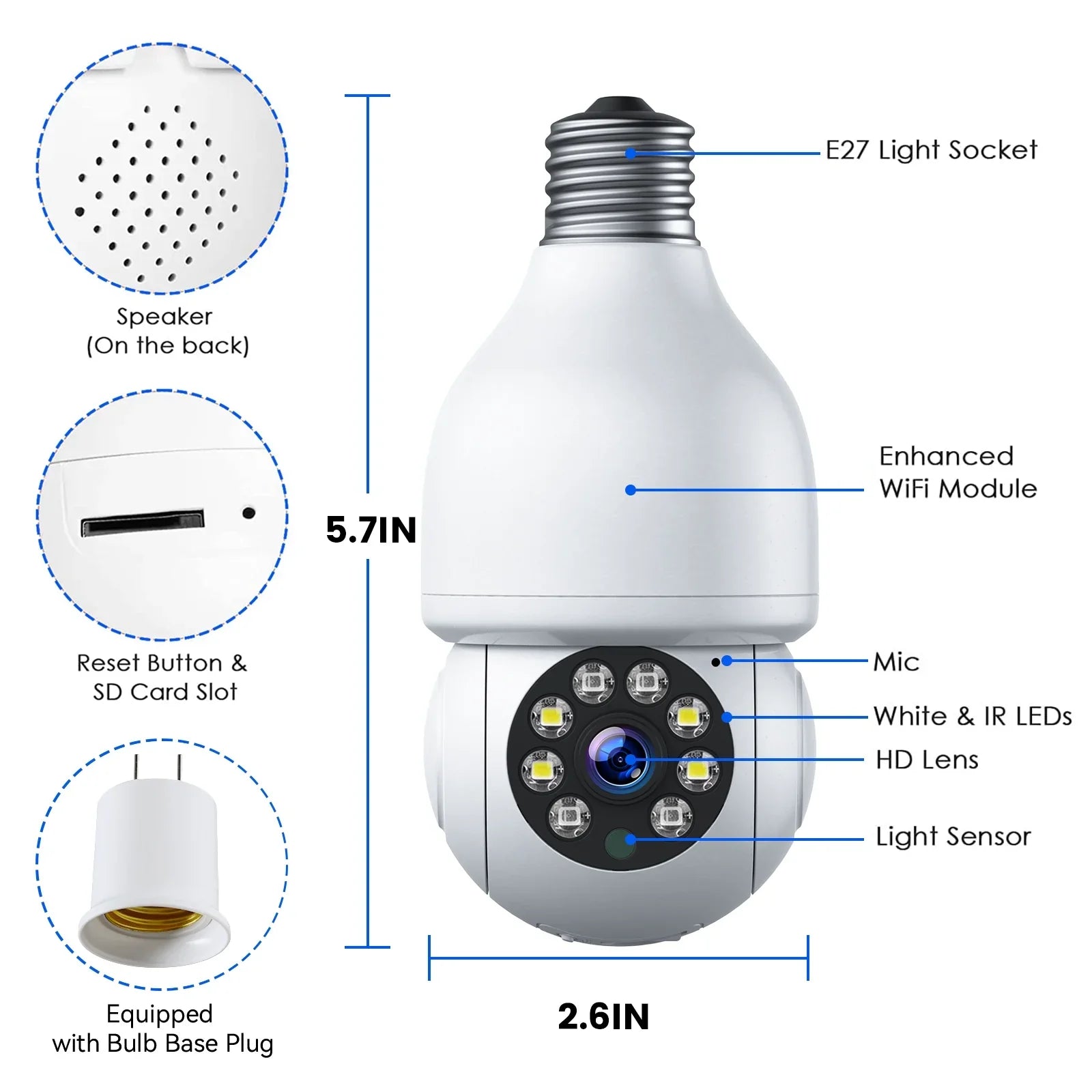 2 Bulb Wireless Dome PACKS SC16 Camera Security Surveillance Toguard Light Camera WiFi Outdoor