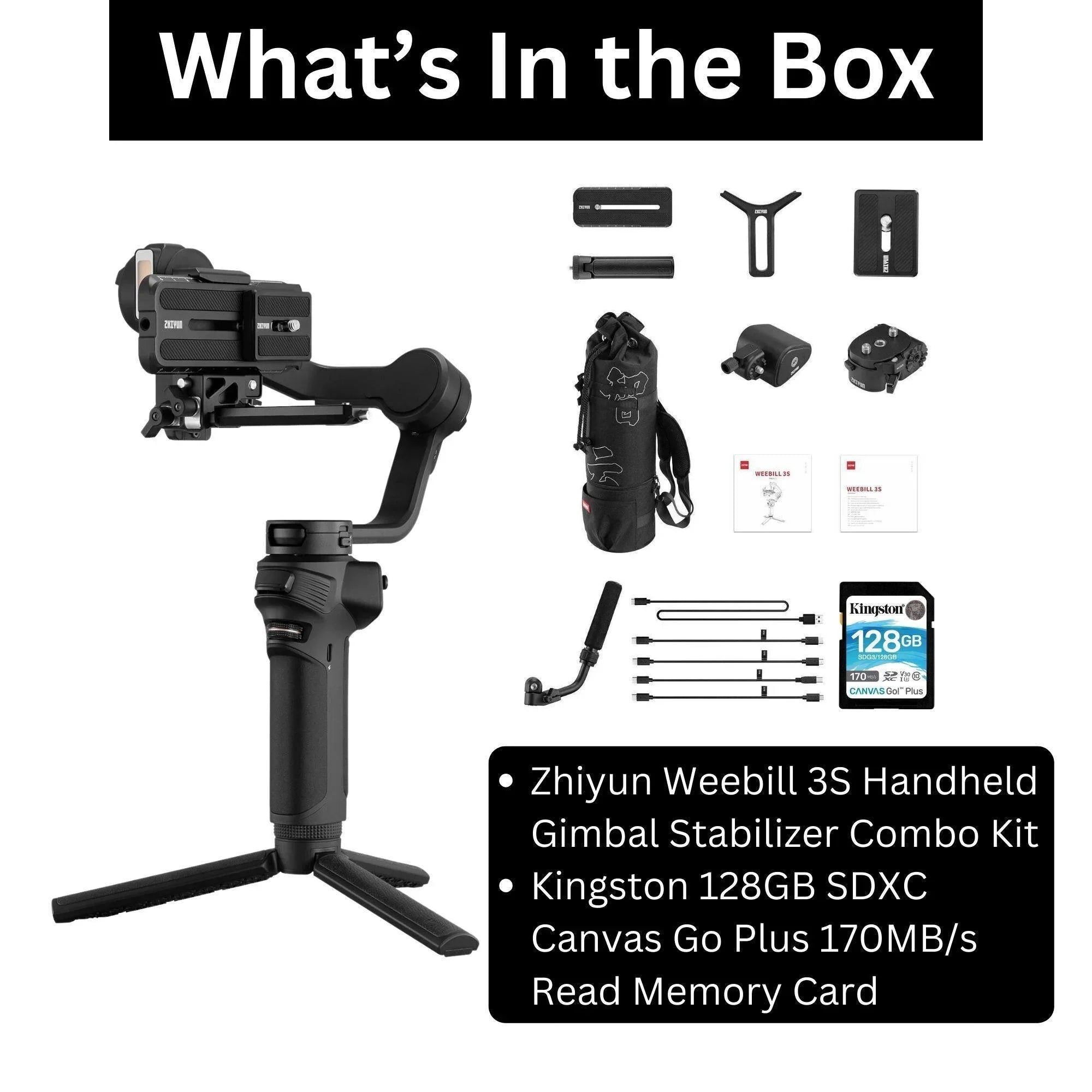 with Weebill Stabilizer Gimbal 3S Memory 3-Axis 128GB Zhiyun Card Handheld