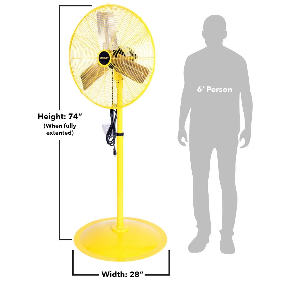 High-Velocity Industrial STANLEY Pedestal ST-24P Non-Oscillating Fan,