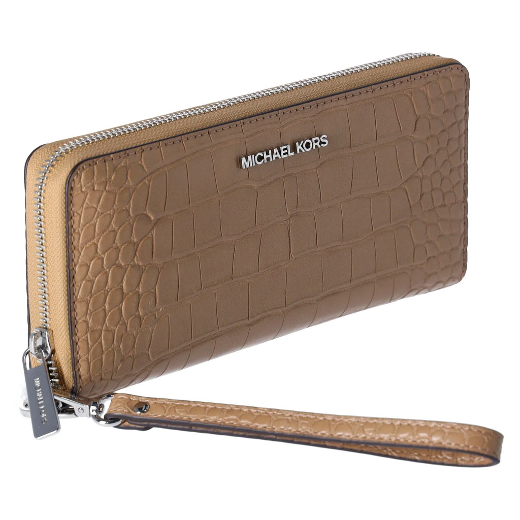 Camel Continental Large Michael Wallet Embossed Jet Kors Croc Travel Set
