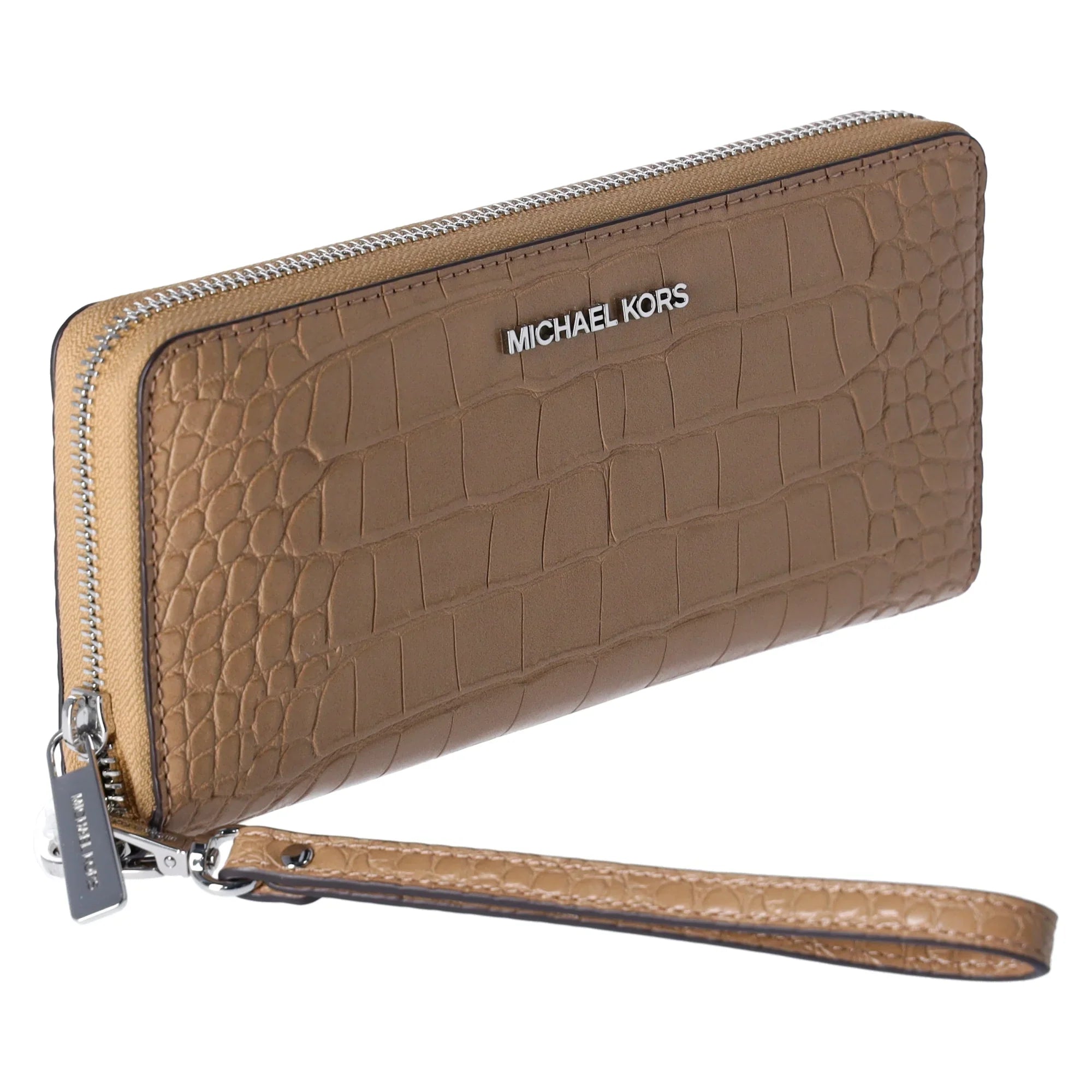 Camel Continental Large Michael Wallet Embossed Jet Kors Croc Travel Set