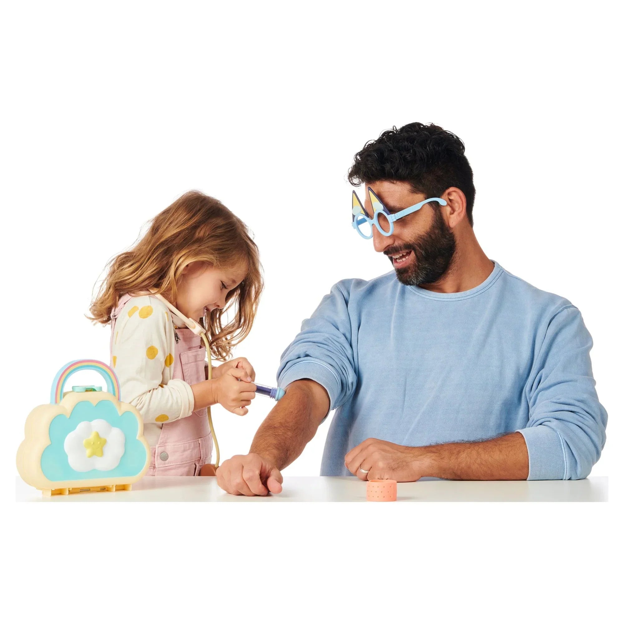 Cloud Ages Syringe, Pieces, Set, Bag toy Stethoscope, Bandage, Doctor's 7 Kids, Check 3+ Toy Preschool, and Doctor's Play Bluey Set, Toys for Playset more Up , Stickers, with Doctor