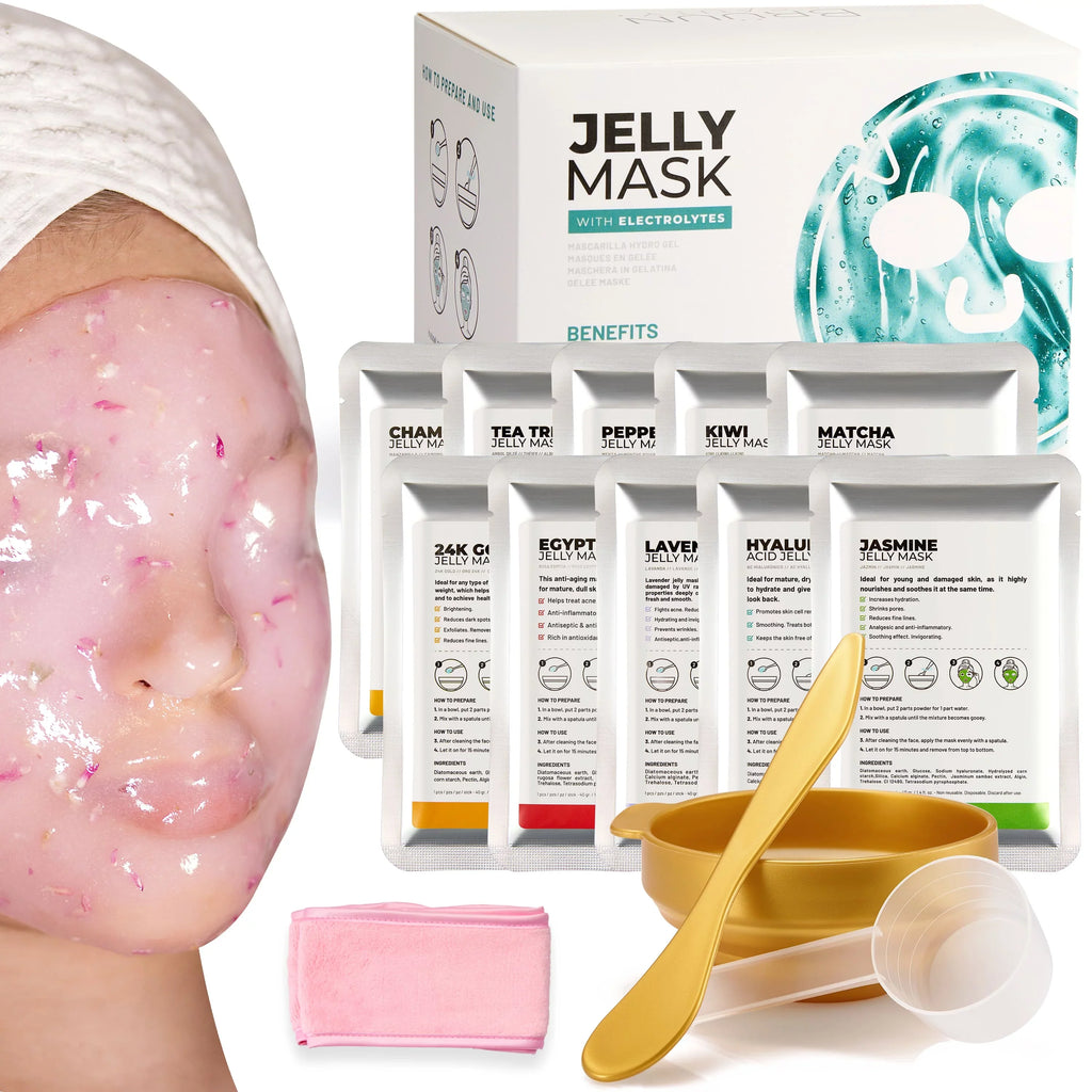 Mask Peppermint, "Rubber Egyptian Jelly Treatments tree, Rose, Peel-Off Matcha, Lavender, Set Jazmine) Spa Mask" (24k Kiwi, Premium BRÜUN Tea Modeling 10 Chamomile, Gold, -