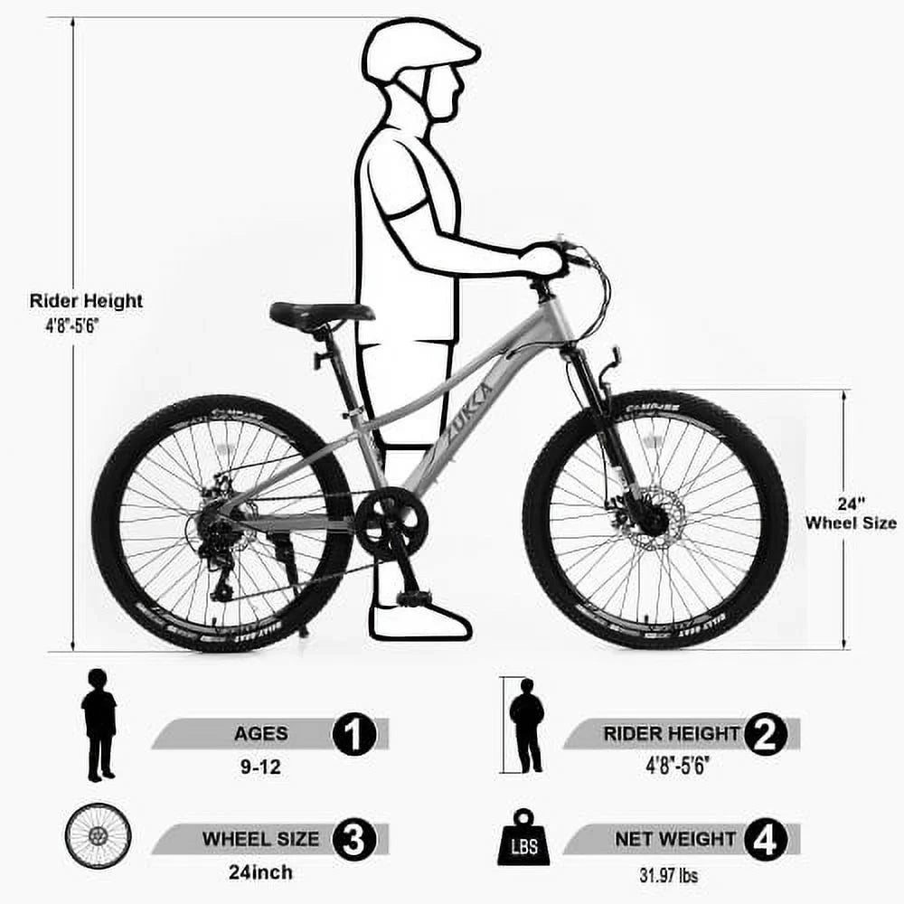 7-Speed Mountain bike,Suspension Bike fork,Aluminum Frame,10 24 for shimano inch Boys Mountain inch Frame alloy and Girls
