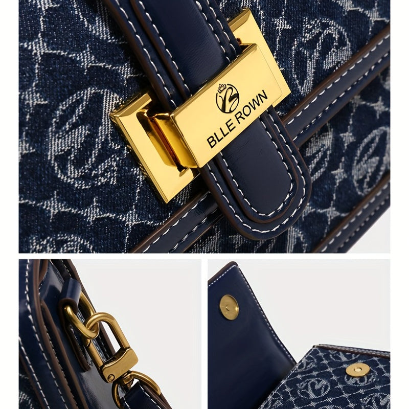 Classic Series Bag For Blue Small MICHROE - Women Messenger Klein Purse Retro Square Fashion Texture Pattern Bag