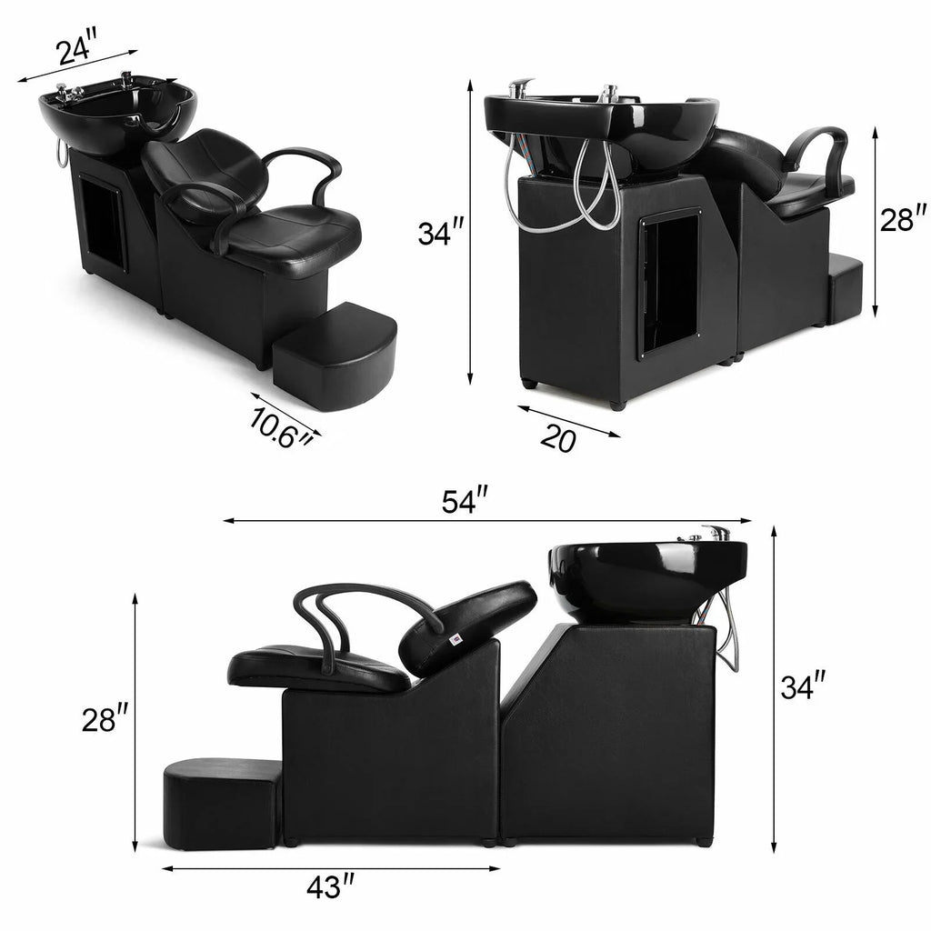 Spa hand Black w/Ceramic Pedal Bowl,Sink, Chair Foot Beauty Backwash Barber Artist Shampoo Salon