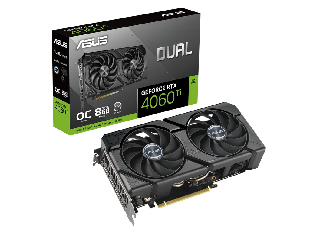 1.4a, Axial-tech Auto-Extreme fan Technology) Dual 4060 design, HDMI 8GB Edition DLSS technology, (PCIe 2.1a, GDDR6 Ti Protective 3, RTX? ASUS 4.0, GeForce DisplayPort 0dB 8GB OC EVO GDDR6, Backplate,
