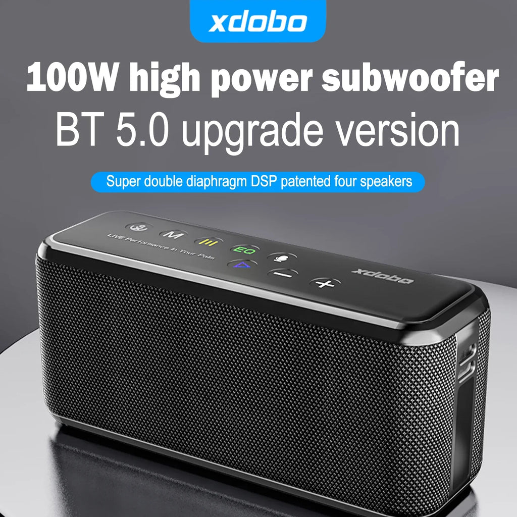 Features, MAX Technology TF X8 and Drive Waterproof Flash with - Speaker USB Sound, Portable HiFi Anself XDOBO Support, Long Speaker BT5.0 Portable Card Playtime Subwoofer Wireless IPX5 AUX