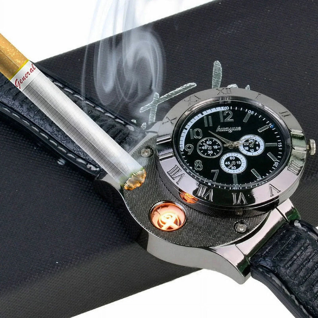 Flameless Strap Watch USB Watch USB Lighter Windproof Outdoor Men's Gift Rubber Rechargeable