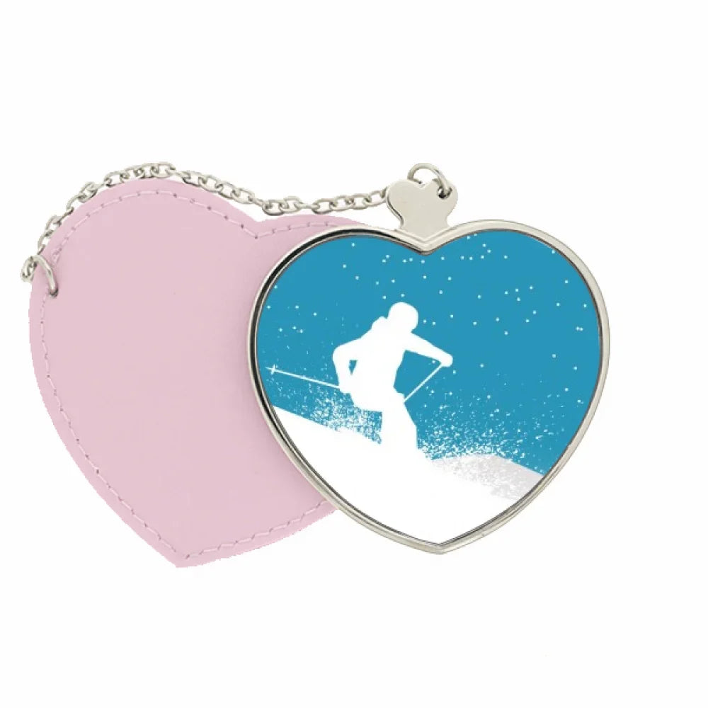 Sport Pink Makeup Ski Skiing Pole Mirror Heart Purse Skis Travel with