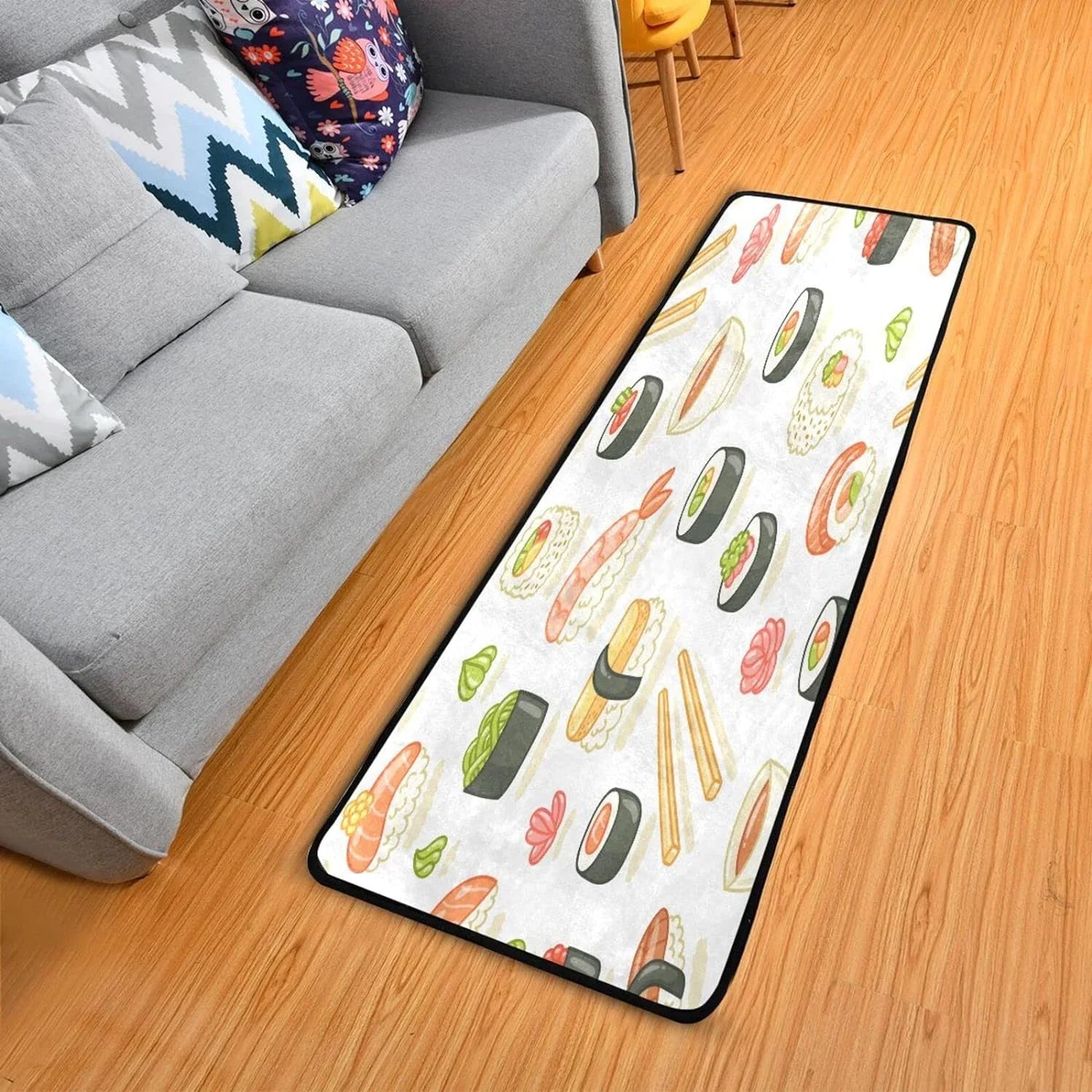 Kitchen Mat Non-Slip Bathroom Japanese Runner Home 24"x72" Washable Area Sushi Soft Decor - Rugs Entry Gifts for Floor Ultra Rug