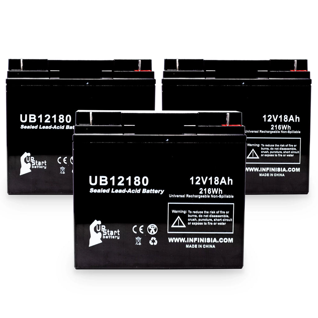 Terminal, Universal CFM12V18 - Pack - UB12180 Acid SLA) (12V, PICHER EAGLE AGM, Battery Compatible Replacement Sealed 18000mAh, 3x 18Ah, T4 BATTERIES Lead Battery