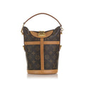 Monogram Unisex DrawstringBag Brown Pre-Owned Authenticated Louis Vuitton Bag Bucket Duffle Canvas