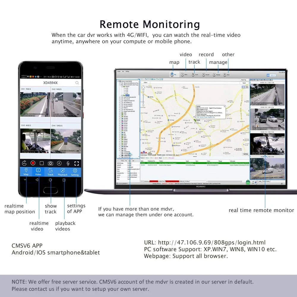 Cameras Recorder 1080P Car Mobile Remote JOINLGO DVR Large on WiFi View 4G Phone Mini Video for Car HD Screen PC GPS 10" 8-CH Truck/RV/Bus MDVR System Vehicle with AHD Backup DVR Camera Angle Monitor